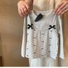 Conjunto de Primavera y Otoño para Niñas Pantalones Acampanados de Lunares con Lazo Ropa de Bebé Falsa de Dos Piezas Top de Manga Larga Modelo Elegante y de Moda