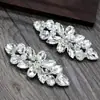 Un Par de Zapatos de Boda Nupcial Accesorios plata Aleación Vidrio Zapatos de Agua Hebilla Decoración de Flores Zapatos de Boda Transfronterizo