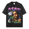 Camiseta de Manga Corta Estampada ASAP Hip-hop Retro Americano Transfronterizo Lavado Vintage Holgada Cuello Redondo Cuello Pequeño