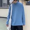 Camiseta de manga larga de cuello alto medio de color liso para hombre, estilo coreano, moderna, casual, combinable con todo, estilo ins Hong Kong, holgada, camiseta interior