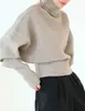 Estilo Nuevo de Primavera Suelto Casual Versátil Manga Larga Tejido Suave Cómodo Suéter de Cachemira Ceñidor de Cintura Adelgazante Top para Mujer