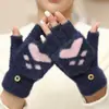 Guante de Invierno de Medio Dedo con Solapa, Cálido, Grueso, con Dedos Expuestos, Terciopelo de Visón Sintético, Casual, Versátil, para Estudiante, para Escribir, Lindo