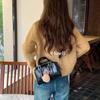 Bolsa artesanal original para mulheres 2024 Novo estilo coreano outono e inverno retrô preta portátil pequena bolsa de ombro bolsa transversal
