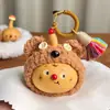 Enfeite de Mão de Cabaça Natural com Chapéu de Urso Fofo, Pingente de Pelúcia Feito à Mão, Brinquedo para Alívio do Estresse, Acessório para Bolsa, Decoração para Pendurar no Carro