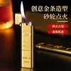 BD8015 forma de lingote de oro delgado personalidad creativa rueda de pedernal oblicua encendedor de pedernal cuerpo metálico