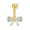 Piercing de Ombligo 3D con Lazo de Zirconia Europea y Americana, Aro para Ombligo con Bola Redonda y Barra Curva, Joyería de Piercing Corporal Transfronteriza AliExpress