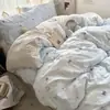 Juego de cama de grado A, de cuatro piezas, algodón puro, con un tacto lujoso, que incluye una sábana plana, una funda de edredón, una funda de almohada y una sábana bajera, adecuado para dormitorios de estudiantes, juego de tres piezas
