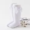 Calcetines para Bebé Estilo Primavera y Otoño, Calcetines hasta la Rodilla con Lazo Grande, Calcetines Rosa Princesa, Calcetines Florales para Bebés Niñas, Calcetines de Media Pantorrilla