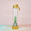 Venta al por mayor de fábrica cubierta de bambú de cristal natural botella de vidrio de pilar de boro alto Taza de energía de cristal Taza de spa Taza de salud