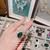 Pendientes de Pavo Real Esmeralda Pintura al Óleo Chapado en Oro de 18K Zirconia Esmeralda Multicorte Pendientes Colgantes Anillo de Flor