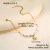 Pulsera Transfronteriza Europea y Americana Nueva de Acero Inoxidable con Concha de Perla Natural y Acero de Titanio Diseño de Nicho Estilo Vacacional Joyería al por Mayor