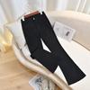 ¡El Mismo Estilo de Jeans Elásticos en Cuatro Direcciones que Dai Jia*Er! Pantalones Negros Pequeños Forrados de Polar para Otoño e Invierno, Corte Ajustado, Adelgazantes, Ligeramente Acampanados 531