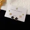 Conjunto de Brincos de Três Peças Flor de Quatro Folhas Cravejada com Diamantes de Luxo Leve para Mulheres, Estilo de Nicho, Moderno, Design Simples e Versátil Brincos para Atacado