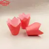 Producción de Vasos de Papel para Pasteles a Prueba de Grasa para Hornear, Vasos Flameados para Muffins, Vasos de Papel Tulipán de Color Sólido Impresos Engrosados