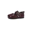 Zapatos pequeños de cuero de color liso para niñas, nuevos zapatos de actuación color vino tinto 2026, zapatos sencillos para niños pequeños, niñas pequeñas y niñas mayores, estilo moderno