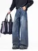 Roupas Masculinas Fengshe / Lançamento Primavera 2026 Novo Estilo Americano Soltos High Street Calças de Pernas Largas Jeans Masculino Calças de Pernas Retas