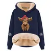 Sudadera con capucha informal elegante y holgada de talla grande para temporada de primavera y otoño, composite de algodón sintético, lana de cordero, hombros caídos, cordón
