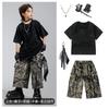 Actuación de Hip-Hop para Niños Hip-Hop para Niñas Falso Dos Piezas Manga Corta Retro Hip-Hop para Niños Ropa de Moda Trajes para Niños