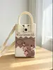 Bolso de Teléfono Móvil a Cuadros para Mujer Bolso Cruzado de Hombro Pequeño Lindo Ligero Bolso Tejido Bolso de Punto