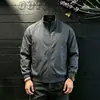 Estilo Minimalista de Moda Casual Juvenil Nuevo Cuello Alto Cremallera Cárdigan Color Sólido Versátil Viaje Diario Chaqueta de Manga Larga