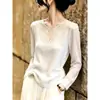 La nueva colección de moda para mujer de otoño 2026 de este año: un top chic de manga larga con un escote único y detalles de encaje, perfecto para un estilo versátil