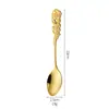 Cuchara y tenedor de acero inoxidable con forma de rosa, ideal como regalo creativo transfronterizo, cuchara de café, tenedor de postre, caja de regalo, regalo de boda, tenedor y cuchara