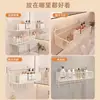 Estante de baño, color crema, montado en la pared sin taladro, para almacenamiento en el baño, organizador de tocador
