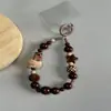 Ins Lad Corta Leopardo Cuentas Cadena de Lanyard para Teléfono Móvil Cadena de Llavero para Cámara Cadena Colgante Colgante