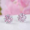 Pendientes de plata de ley 925 para mujer, elegantes pendientes de copo de nieve con diamantes rosas, pendientes sencillos, joyería coreana de plata de ley.
