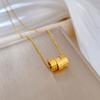 [acero de titanio de cuerpo completo] Anillo romano temperamento personalidad viento minimalista horno collar de oro real femenino cadena clavícula ins