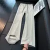 Calça masculina listrada estilo retrô americano, nova calça respirável de perna reta para outono, calça casual solta cleanfit