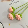 Rosas Bolha Populares Feitas à Mão de Tricô Transfronteiriças para Decoração de Casa, Galhos de Rosas de Lã Tricotados para o Dia dos Namorados