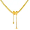 Joyería Europea y Americana Colgante de Mariposa y Corazón Oro Real de 18K Acero Inoxidable Mate Colgante de Mariposa Exquisito Borla Cadena de Hueso de Serpiente