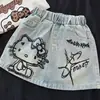 Conjunto de Verão para Meninas 2025 Novo Body de Bebê Menina com Estampa de Desenho Animado Saia Jeans com Estampa Fofa Conjunto de Duas Peças