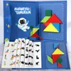 Quebra-cabeça de tangram magnético para crianças e alunos do ensino fundamental Quebra-cabeça colorido da primeira série Brinquedo de madeira Quebra-cabeça de educação infantil