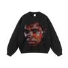 Suéter com Capuz Base Masculino Estilo Americano Moda Nacional Transfronteiriça Ins Antigo Lavagem Pesada Acabamento Desgastado Estampado Antigo Hoodie Longo