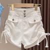 Traje de Verano para Niñas 2025 Nueva Moda Niñas Niños Medianos y Grandes Verano Fresco Simple Chaleco Shorts con Cordón Moderno