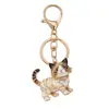 Llaveros lindos de mascotas transfronterizos, varios estilos de gatitos que caminan, aleación de zinc con diamantes de imitación y aceite, llaveros creativos para accesorios de mochila