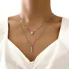 Nuevo producto transfronterizo europeo y americano: Collar colgante de borla larga con pequeños diamantes en forma de gota de agua de doble capa, único y elegante, juego de dos piezas