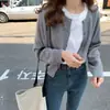 Cardigan de malha simples novo estilo coreano outono, de botões simples, pequeno, elegante, versátil, suéter casaco estilo faculdade para mulheres