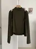 Conjunto de dos piezas KEKEZOON para mujer: chaleco de cuello medio alto + camiseta de manga larga con cárdigan, atuendo versátil de otoño 9033