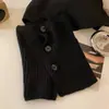 Chal de punto de cuello alto abotonado estilo coreano para mujer, prenda de abrigo de invierno, bufanda tejida cálida, protector de cuello, chal tipo cuello falso