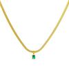 Estilo Europeo y Americano Cadena de Hueso de Serpiente de Acero de Titanio Cadena de Clavícula de Zircón Esmeralda Retro Cadena Plana de Serpiente Collar Genial Cadena Simple de Serpiente