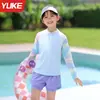 Traje de Baño para Niñas Dividido 2025 Nuevo Tallas Mediana y Grande Traje Deportivo de Manga Larga con Protección Solar para Natación y Entrenamiento
