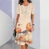 2024 Comercio Exterior Transfronterizo Hermosa Falda Casual de Línea A para Mujer con Estampado Digital 3D Verano Elegante en Forma de O