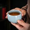 Taza de té de horno Ru hecha a mano de Li Bin, taza maestra, taza individual, taza de té de cerámica, taza de té, juego de té de kung fu de porcelana Ru celadón