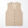 Colete de lã com decote em V waffle para mulheres, peça fina para o outono, 26 novidades da moda feminina para o início do outono, colete de tricô para usar em camadas