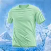 Camiseta Masculina de Seda Gelada Transfronteiriça Manga Curta de Verão para Corrida Top Respirável de Secagem Rápida Masculino Fitness Roupa Esportiva Confortável