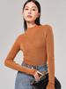 [Link de Personalização] Suéter de Lã Cor Sólida Lã de Seda Gola Alta Meia Base Tricô para Mulheres Corte Justo