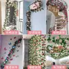 Vinha de Rosas Artificiais Flor Artificial em Vinha para Decoração de Tubo de Ar Condicionado de Sala de Estar Vinha de Teto Planta de Plástico Envoltório